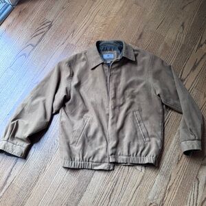 Rainforest Mens Faux Suede tan Brown Full Zip Coat Jacket large